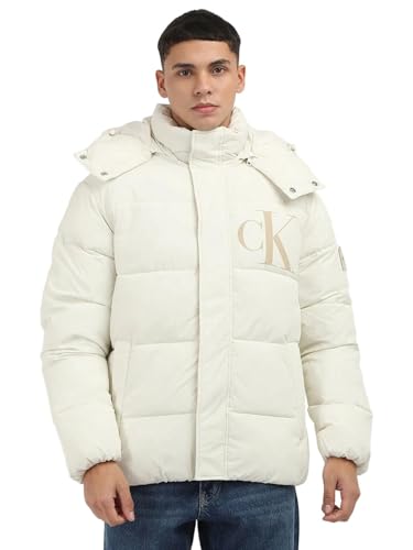Produktbild: calvin klein pufferjacke herren essentials mit kapuze weiß ivory XXL