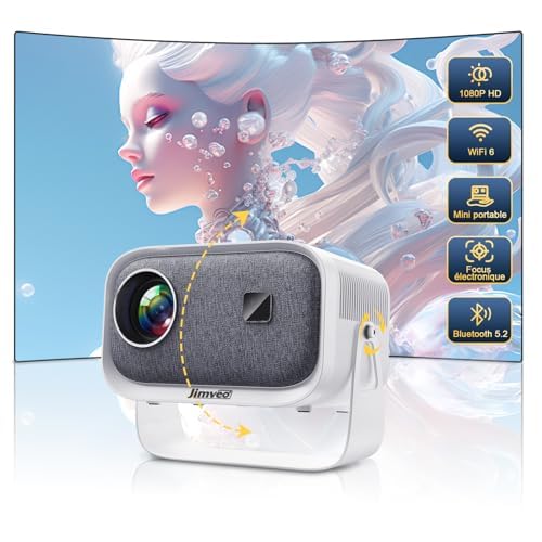 beamer 1080p full hd 15000l mini projektor jimveo sky wifi6 bluetooth 4k kompatibel