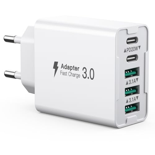 usb c ladegerät 50w 5 port schnelles netzteil für iphone 15, iPad, samsung galaxy