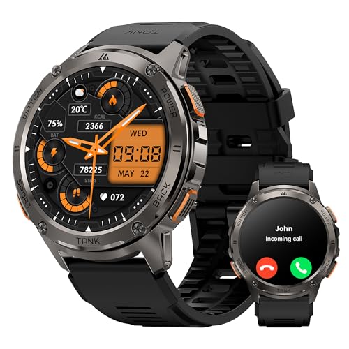 kospet smartwatch herren, sportuhr 50m wasserdicht, fitness tracker schwarz