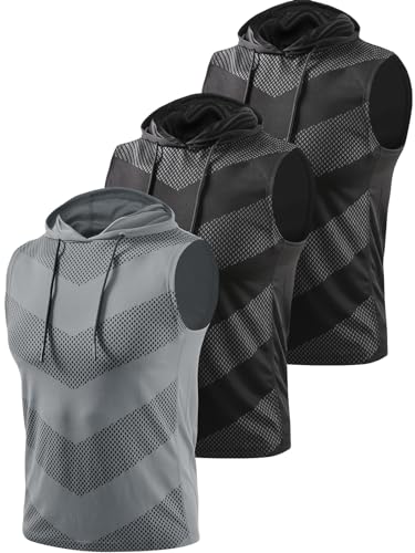 vislivin tank tops herren 3er pack ärmellos fitness bodybuilding schwarz/dunkelgrau S