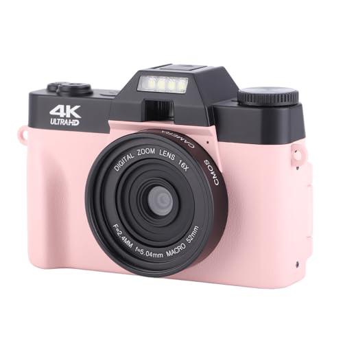 4K digitalkamera 48 MP vlogging kamera mit autofokus und 180 grad flip screen rosa