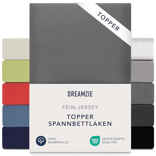 **Spannbettlaken Jersey Baumwolle 90x200 cm - 100x200 cm - Oeko-TEX Anthrazit**