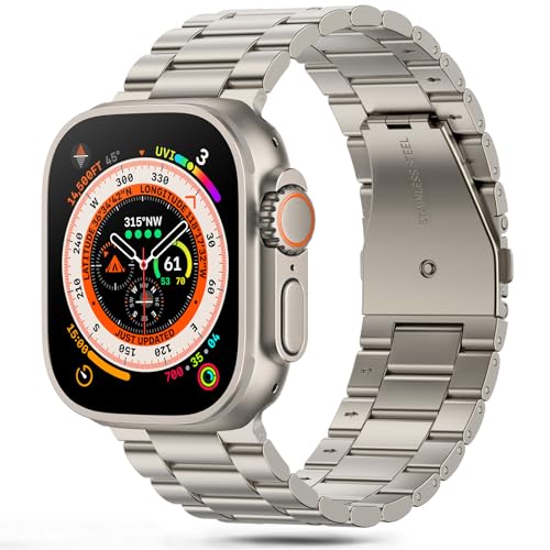 jiamus armband für apple watch 44mm 45mm 46mm 49mm aus edelstahl metallschwarz