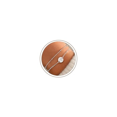 TINGN Armband Damen Gold Silber, 18K Vergoldet mit Buchstaben Monogramm, Geschenke