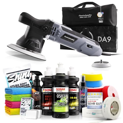 poliermaschinen set chemicalworkz da9 exzenter, sonax politur, dr. wack versiegelung, 20-teilig