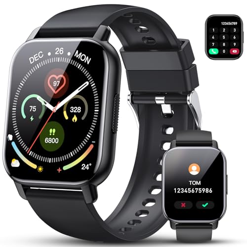smartwatch mit telefonfunktion, 1,85 zoll touchscreen, 112 sportmodi, ip68, herzfrequenzmonitor, schlafmonitor, schrittzähler für android ios