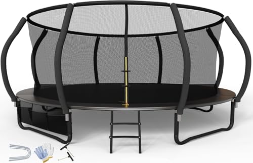 flamaker trampolin outdoor kinder 366/427cm mit netz und bodenanker rostfrei 160kg