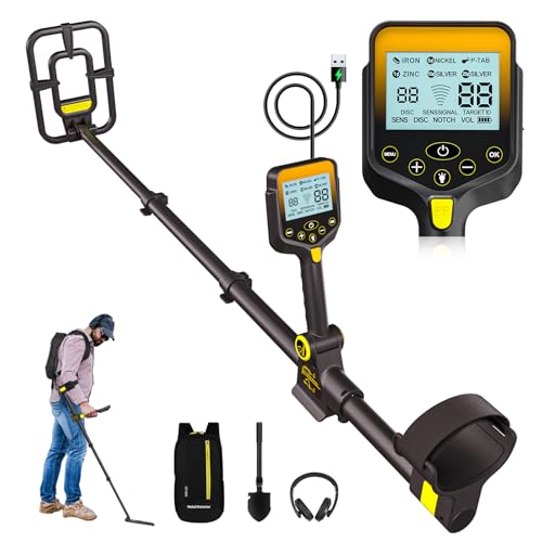 metalldetektoren wasserdicht für erwachsene, 2000mAh aufladbarer schnurlos golddetektor mit lcd-display, 10 spule