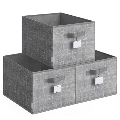 songmics aufbewahrungsbox 3er set zusammenklappbar stoffboxen 40 x 30 x 24 cm schilfgrau