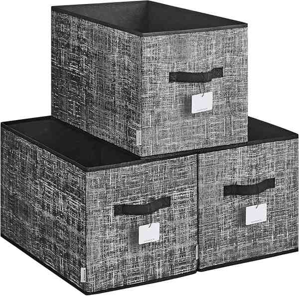 Produktbild: Aufbewahrungsbox 3er Set Stoffboxen zusammenklappbar 50x30x30 cm schwarz