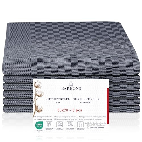 geschirrtücher baumwolle 6er set 50x70 cm 240 g/m küchentücher barbons black-anthrazit