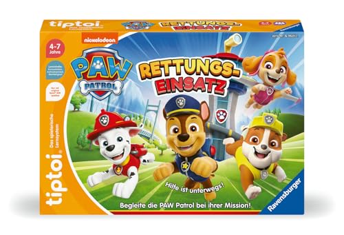 tiptoi spiel paw patrol rettungseinsatz von ravensburger, lernspiel ab 4 jahren, 1-4 spieler