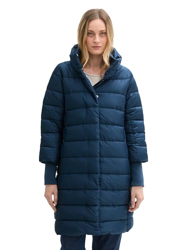 tom tailor lange steppjacke damen stehhkragen nighttime blue größe m