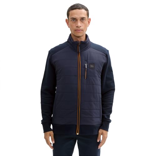 tom tailor herren sweatshirt jacke hybrid mit stehkragen, sky captain blue, m