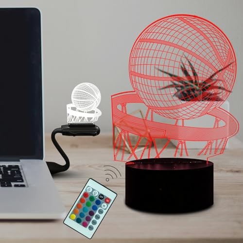 basketball 3d led nachtlicht, fincoly schreibtischlampe mit fernbedienung, 16 farben