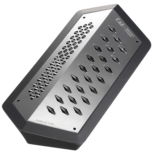 KAI JANUS Küchenreibe edelstahl schwarz, 23,3 x 11 x 5,5 cm mit Auffangbehälter