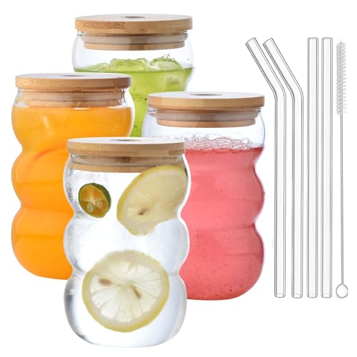 Produktbild: vitever latte macchiato gläser set, 4 iced coffee gläser mit deckel, spülmaschinenfest