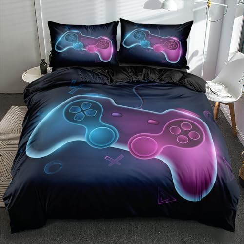 boqingzhu gamer bettwäsche set 135x200cm wende schwarz blau lila microfaser 3D druck