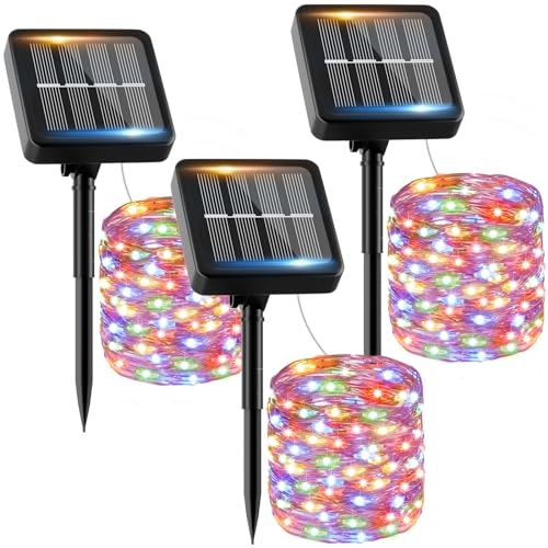 solar lichterkette außen 3x12m 120 led wetterfest ip65 wasserdicht für garten balkon party