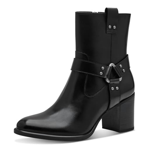 marco tozzi damen stiefeletten schwarz mit blockabsatz und reißverschluss 37 eu