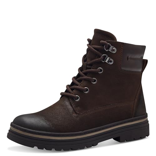 marco tozzi damen schnürstiefel braun flach ohne absatz mit reißverschluss 39 eu