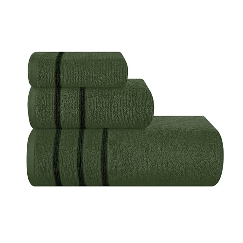 baustoffe baumwollhandtuchset myown 3-teilig olivgrün badetuch 70 x 140 cm, handtuch 40 x 60 cm, waschlappen 30 x 30 cm