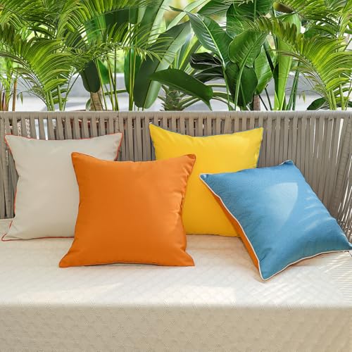 lewondr wasserdichte kissenbezüge 45x45cm 4er set doppelseitig orange dekorativ