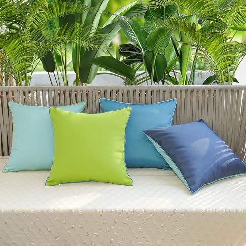 lewandr kissenbezug 4 stück 50x50cm wasserdicht doppelseitig polyester blau für garten sofa