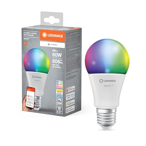 Produktbild: LEDVANCE SMART+ MATTER E27 LED-Lampe, 9W, 806lm, Farblicht & Weißlicht