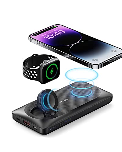 vrurc powerbank 10000mAh magnetisch kabellos 3 in 1 usb c schnellladung kompatibel mit iphone, apple watch, samsung