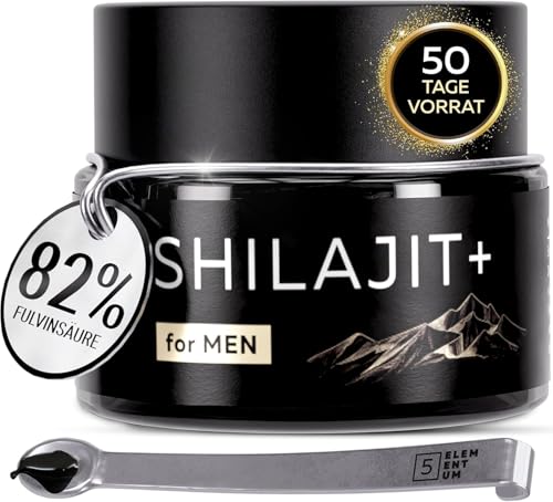 shilajit himalaya harz 25g mit nachtkerzenöl, 82% fulvinsäure, hochdosiert, traditionell handgeerntet