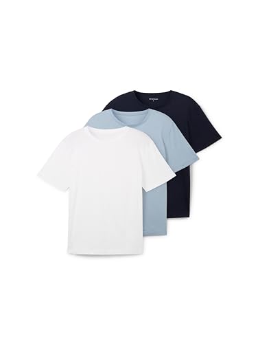 herren t-shirt baumwolle tripple-pack tom tailor 20000-white gr. s