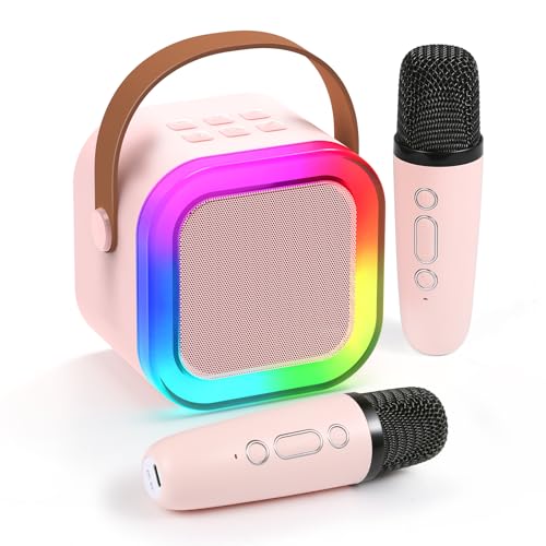 fede karaoke maschine für kinder und erwachsene, mini bluetooth lautsprecher mit mikrofon und effekten