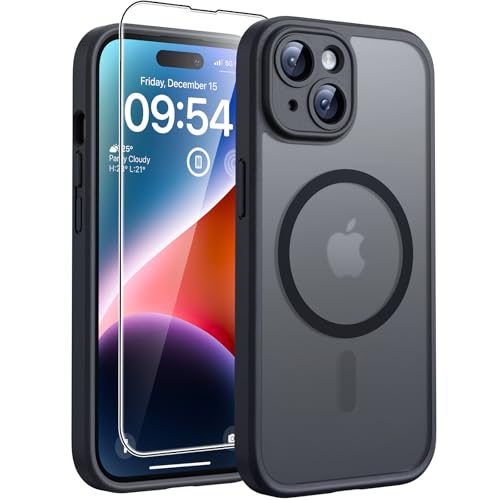 tocol 3-in-1 iPhone 14 case mit magsafe, schutz vor stößen und kratzern, schwarz