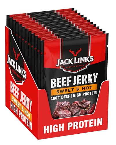 Produktbild: jack links beef jerky sweet & hot 12er pack 720g protein snack für fitness outdoor