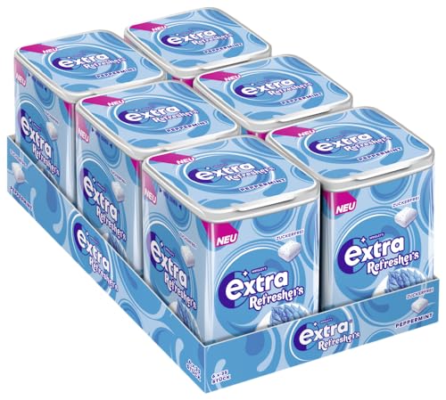 extra refreshers peppermint dose, erfrischende zuckerfreie kaubonbons 6x35 stück