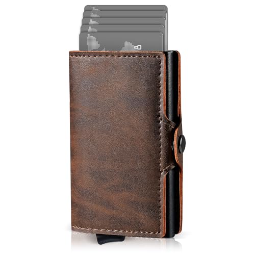 aisir wallet, slim geldbeutel herren und damen mit rfid und münzfach, braun