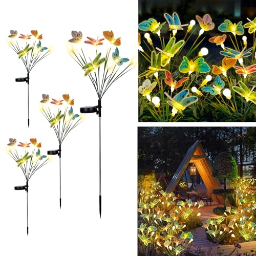 nexvin solarlampen für außen, 4 stück 32led glühwürmchen gartenlichter, ip65 wasserdicht
