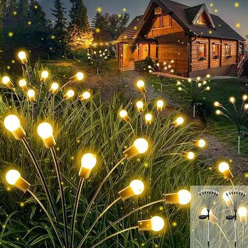 cnulenzt solar lichterkette außen 2 stück 8led glühwürmchen lampe warmweiß für garten terrasse balkon