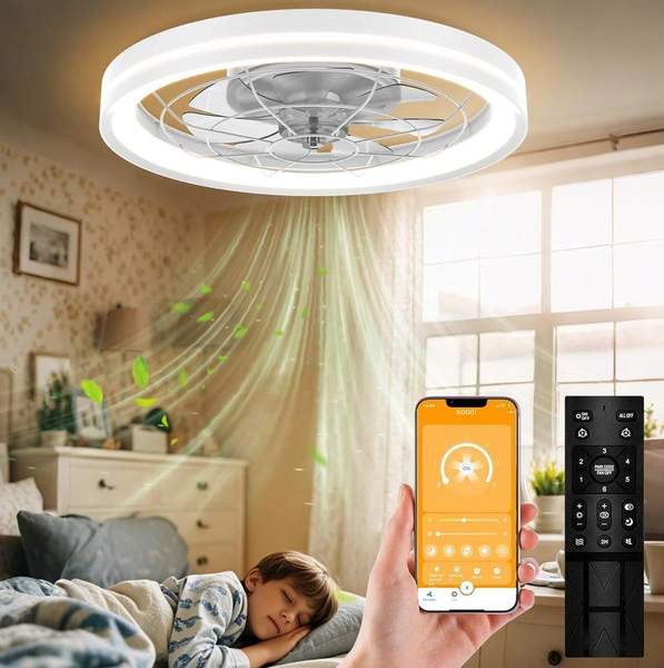 Produktbild: airwit deckenventilator 48cm mit beleuchtung fernbedienung app 66,49 statt 100