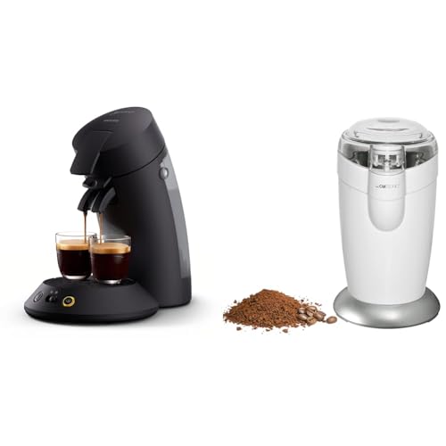 philips senseo original plus kaffeepadmaschine und clatronic kaffeemühle 40 g 120 watt weiß-edelstahl