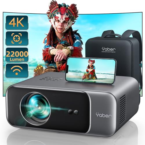 yaber beamer 1080p full hd, 4k unterstützung, auto fokus, wifi 6, bluetooth, tragbar, 300 zoll