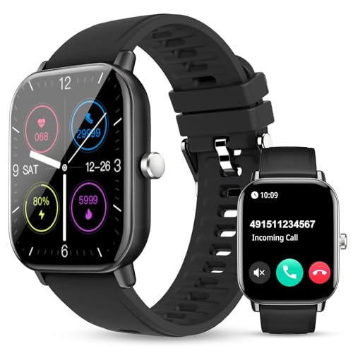 fitnessuhr mit schrittzähler und schlafmonitor, walkerfit smart watch 2.01" schwarz