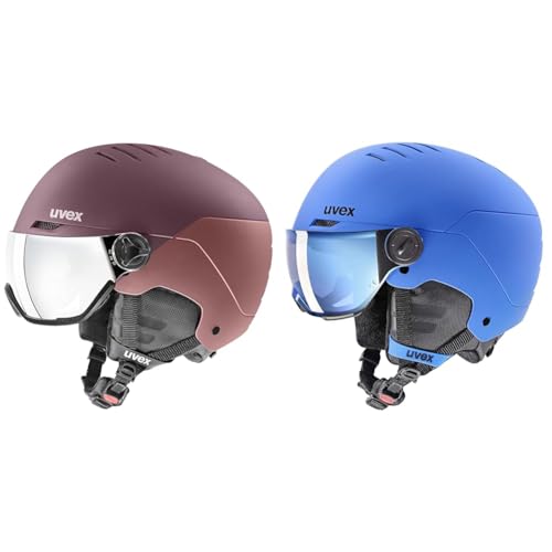 uvex Wanted Visor Skihelm Damen/Herren 54-58 cm & Rocket jr Visor Kinder Blue 54-58 cm