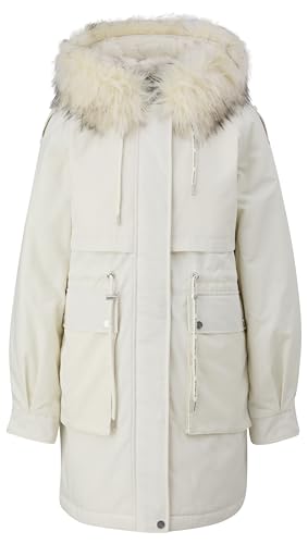 qs Damen mantel weiß 2149857 mit abnehmbarem kunstfell Größe 36