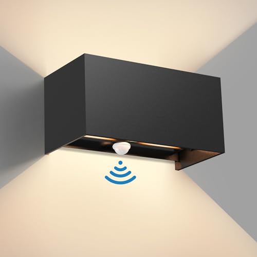 24W außenwandleuchte mit bewegungsmelder, IP65, 3000K, schwarz, aluminium