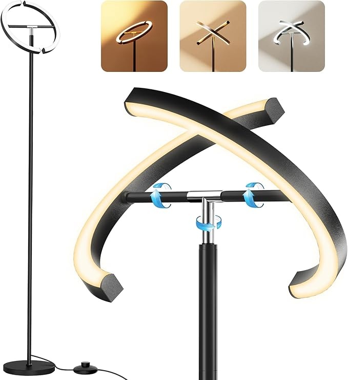 sibrille stehlampe led wohnzimmer, moderne leselampe mit 3 farbtemperaturen, 20W
