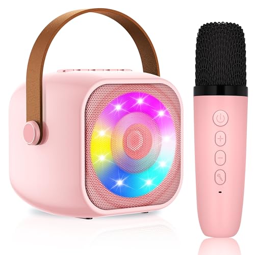 Produktbild: karaoke maschine kinder mit mikrofon, tragbarer bluetooth lautsprecher mit led-lichtern