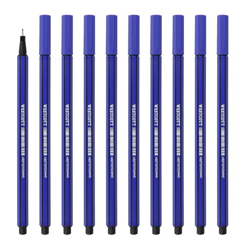 westcott fineliner blau 0,4mm 10 Stück, metalleingefasste Spitze, schnelltrocknend